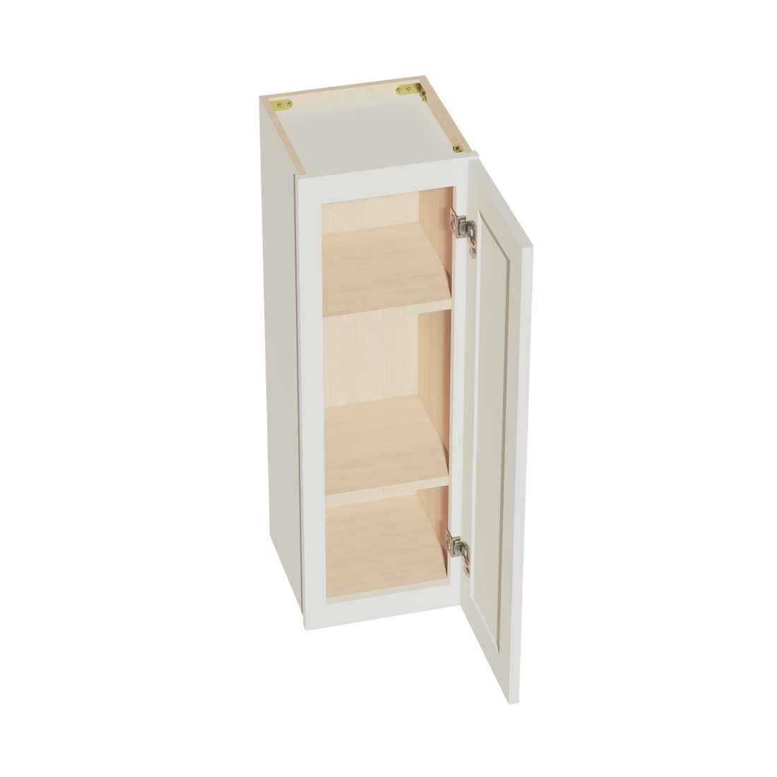 TW-W1236: Creamy White Shaker 12"W x 36"H 1 Door & 2 Shelves Standard Wall Cabinet