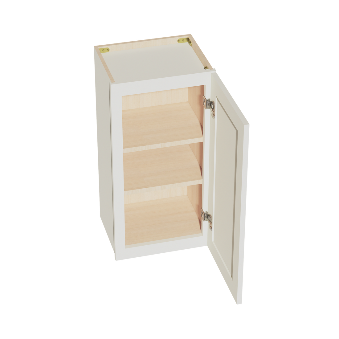 TW-W1530: Creamy White Shaker 15"W x 30"H 1 Door & 2 Shelves Standard Wall Cabinet
