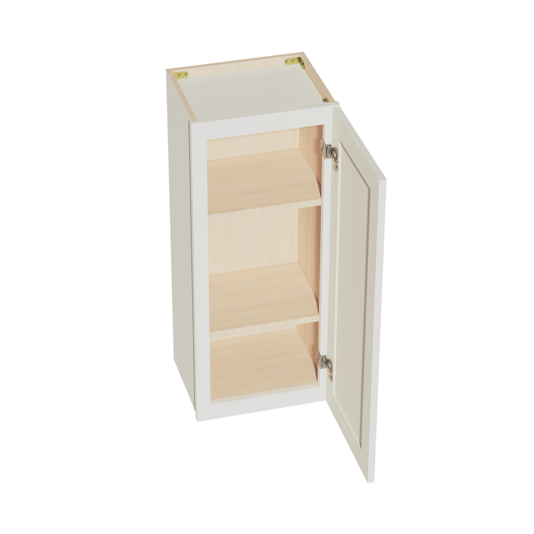 TW-W1536: Creamy White Shaker 15"W x 36"H 1 Door & 2 Shelves Standard Wall Cabinet