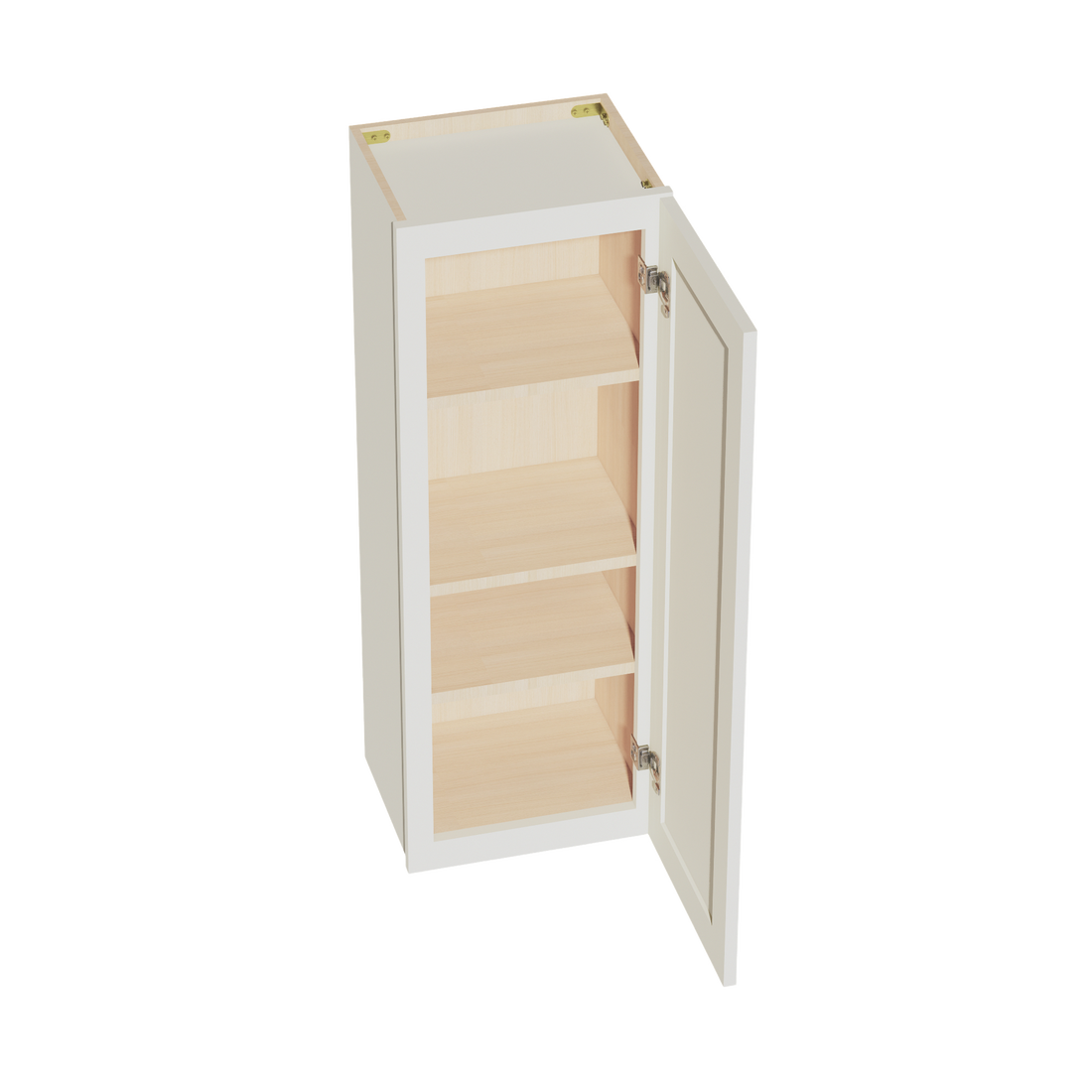 TW-W1542: Creamy White Shaker 15"W x 42"H 1 Door & 3 Shelves Standard Wall Cabinet