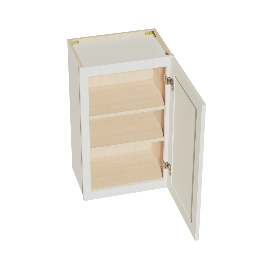 TW-W1830: Creamy White Shaker 18"W x 30"H 1 Door & 2 Shelves Standard Wall Cabinet