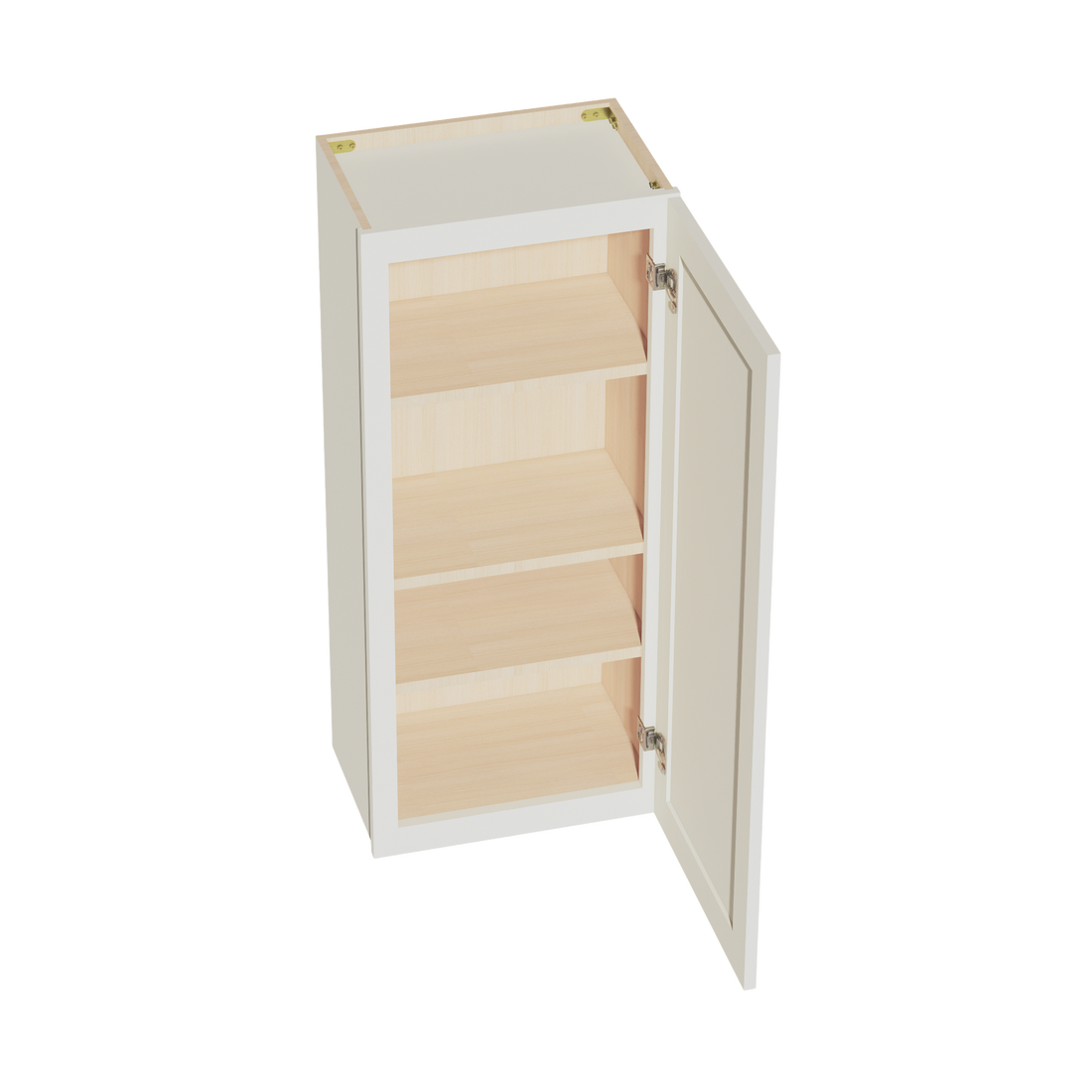 TW-W1842: Creamy White Shaker 18"W x 42"H 1 Door & 3 Shelves Standard Wall Cabinet