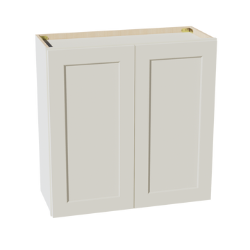 TW-W3030: Creamy White Shaker 30"W x 30"H 2 Doors & 2 Shelves Standard Wall Cabinet