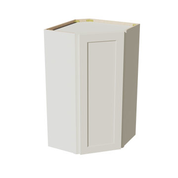 TW-WDC2442: Creamy White Shaker 24"W x 42"H 1 Door & 2 Shelves Diagonal Wall Corner Cabinet