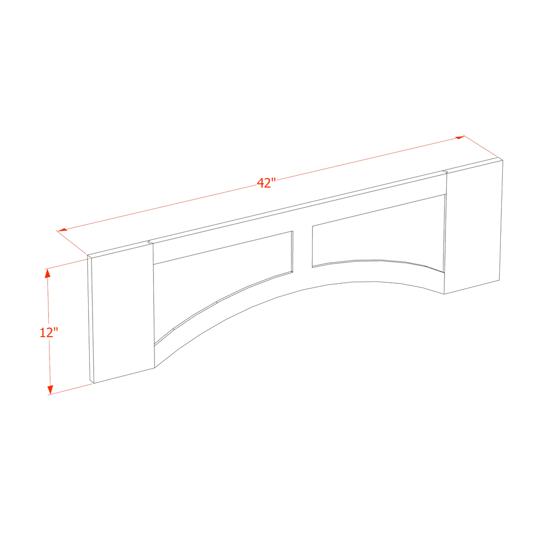 TG-VARP42: Soft Green Shaker 42"W x 12"H x 3/4"D Arched Valance with Raised Panel