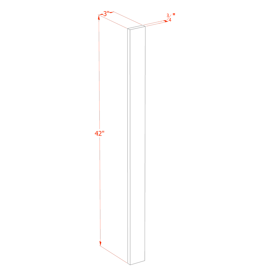 TW-WF342: Creamy White Shaker 03"W x 42"H Wall Cabinet Filler