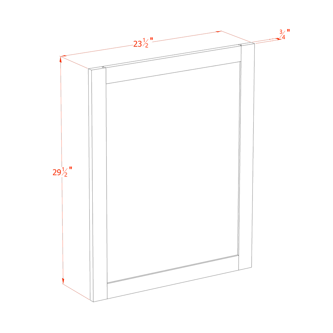TW-WP-BASE: Creamy White Shaker 23-1/2"W x 29-1/2"H x 3/4"D Wainscot Panel Base