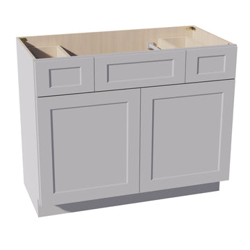 HA-VSD4221: Ash Gray Shaker 42"W x 34-1/2"H x 21"D 2 Doors, 2 Drawers & 1 False Drawer Centered Vanity Sink Base Cabinets