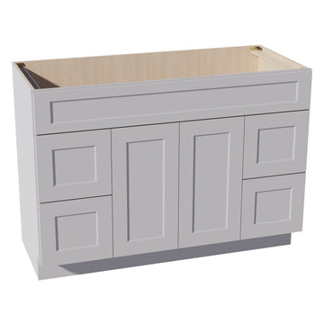 HA-VSD4821: Ash Gray Shaker 48"W x 34-1/2"H x 21"D 2 Doors, 4 Drawers & 1 False Drawer Centered Vanity Sink Base Cabinets