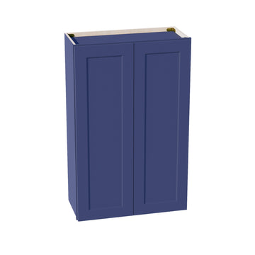 HB-W2742: Indigo Blue Shaker 27"W x 42"H 2 Doors & 3 Shelves Standard Wall Cabinet