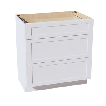 HF-VDB3321: Frost White Shaker 33"W x 34-1/2"H x 21"D 3 Drawers Vanity Base Cabinets