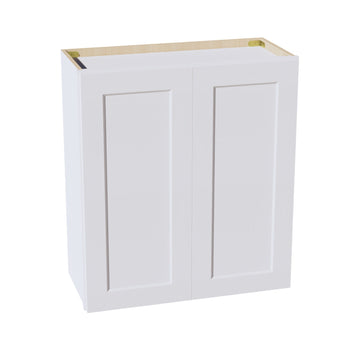 HF-W2730: Frost White Shaker 27"W x 30"H 2 Doors & 2 Shelves Standard Wall Cabinet