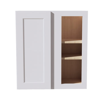 HF-WBC2730: Frost White Shaker 27"W x 30"H 1 Door & 2 Shelves Wall Blind Corner Cabinets