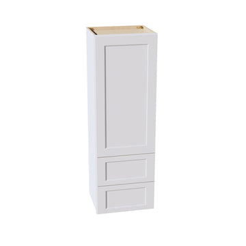 HF-WD1854: Frost White Shaker 18"W x 54"H 1 Door & 2 Drawers Special Wall Cabinet
