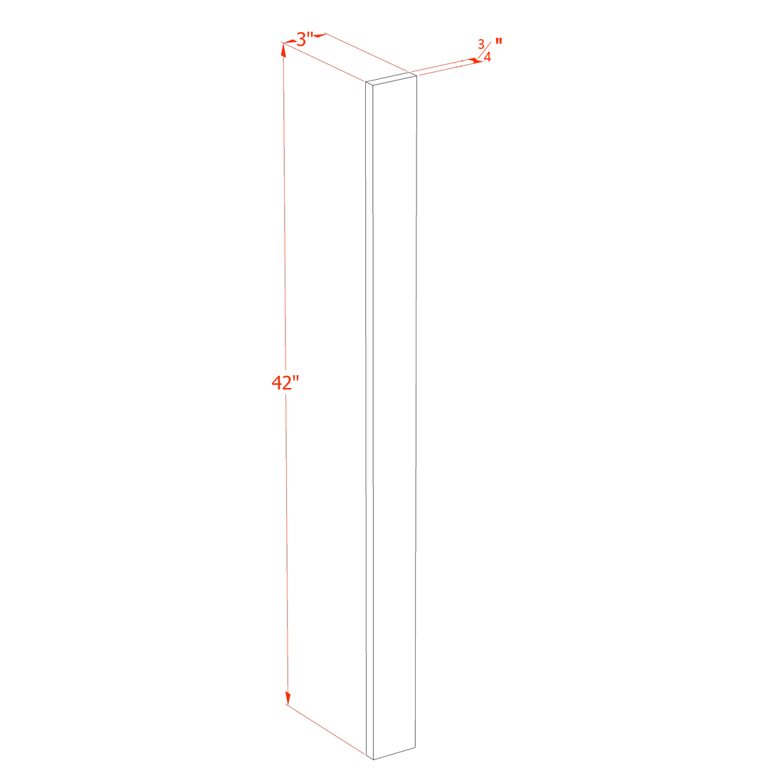 HF-WF342: Frost White Shaker 03"W x 42"H Wall Cabinet Filler