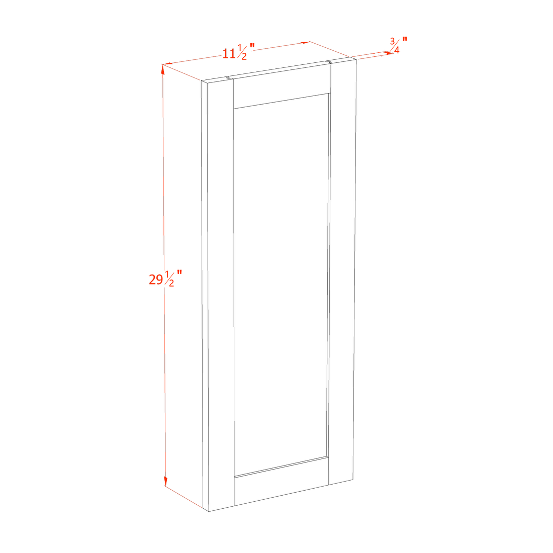 HF-WP-W30: Frost White Shaker 30" - 11-1/2"W x 29-1/2"H x 3/4"D Wainscot Panel Wall