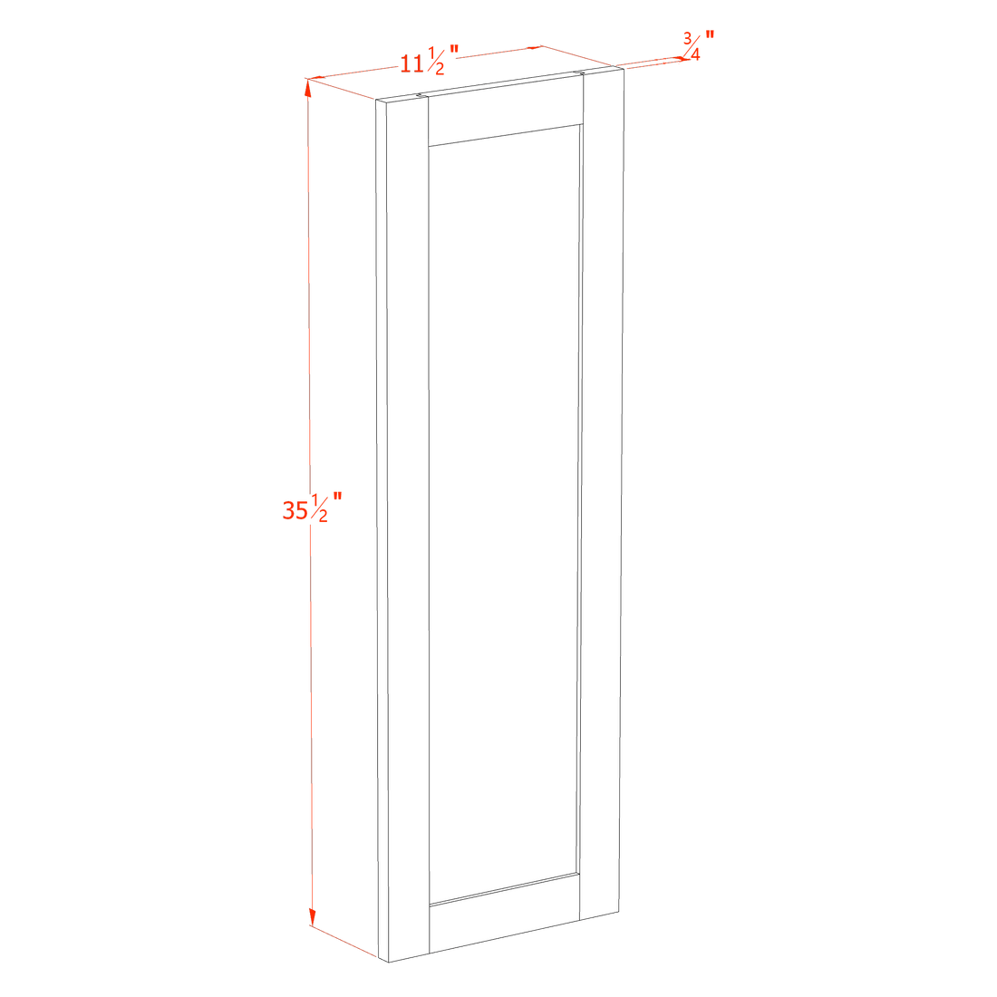 HF-WP-W36: Frost White Shaker 36" - 11-1/2"W x 35-1/2"H x 3/4"D Wainscot Panel Wall