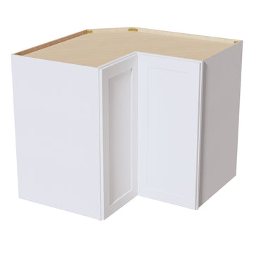 HF-WPC2436: Frost White Shaker 24"W x 36"H 1 Door & 2 Shelves Pie Cut Wall Corner Cabinet