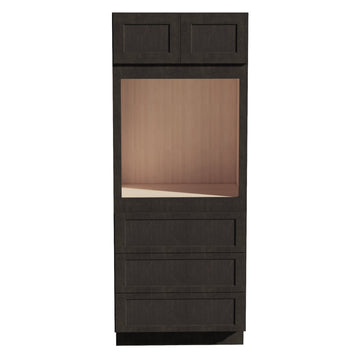 HG-OC3384: Dark Gray Shaker 33"W x 84"H x 24"D 2 Doors & 3 Drawers Tall Oven Shelf Cabinets