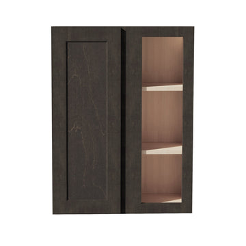 HG-WBC2736: Dark Gray Shaker 27"W x 36"H 1 Door & 2 Shelves Wall Blind Corner Cabinets