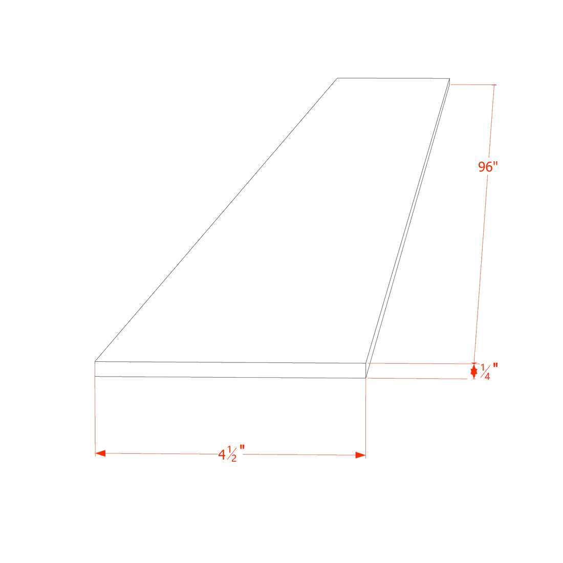 DI-TK8:达拉斯象牙摇床 96 英寸宽 x 4-1/2 英寸高 x 1/4 英寸深 踢脚板