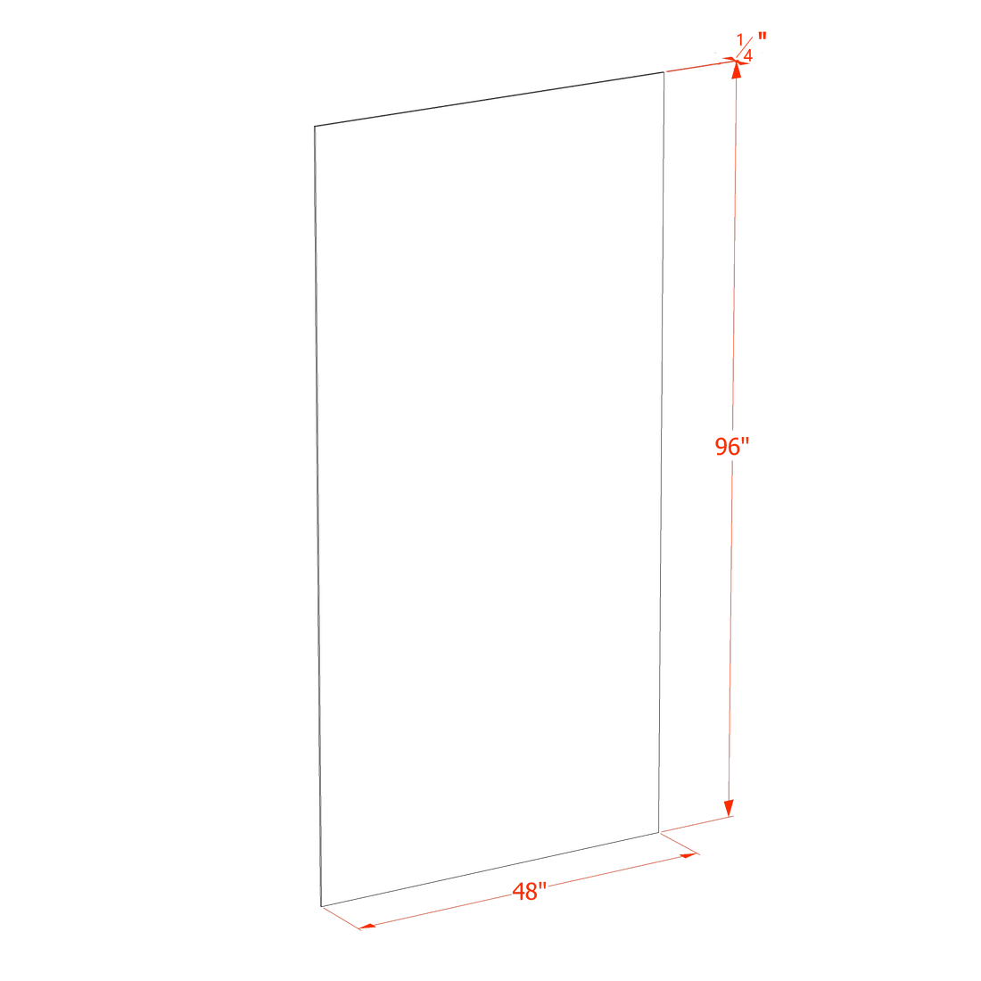 HF-BP4896-1/4: Frost White Shaker 48"W x 96"H x 1/4"D Base End Skin Panel