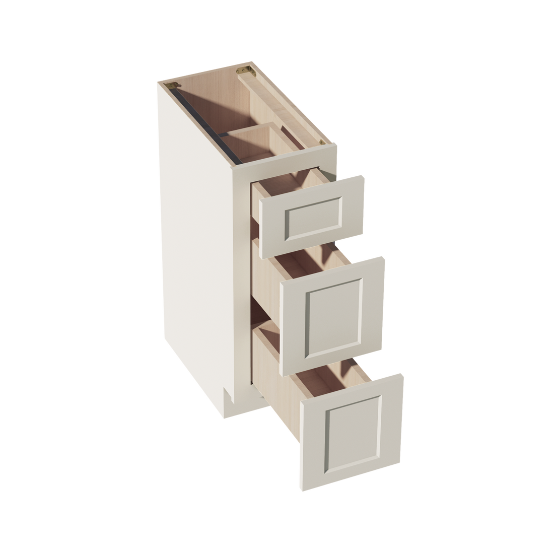 DI-VDB1221: Dallas Ivory Shaker 12"W x 34-1/2"H x 21"D  3 Drawers Vanity Base Cabinets