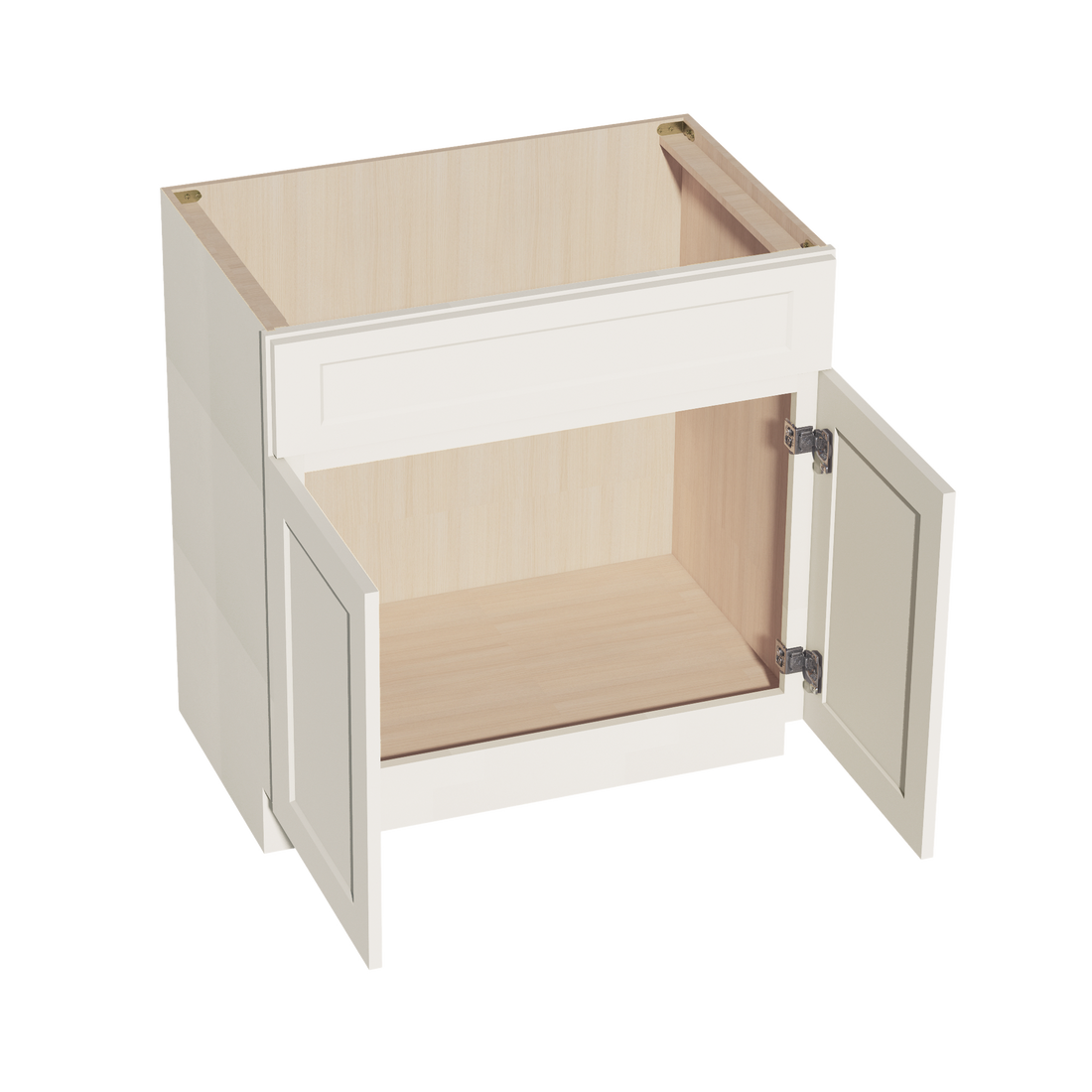 DI-VSB3321: Dallas Ivory  Shaker 33"W x 34-1/2"H x 21"D 2 Doors & 1 False Drawer Vanity Sink Base Cabinets