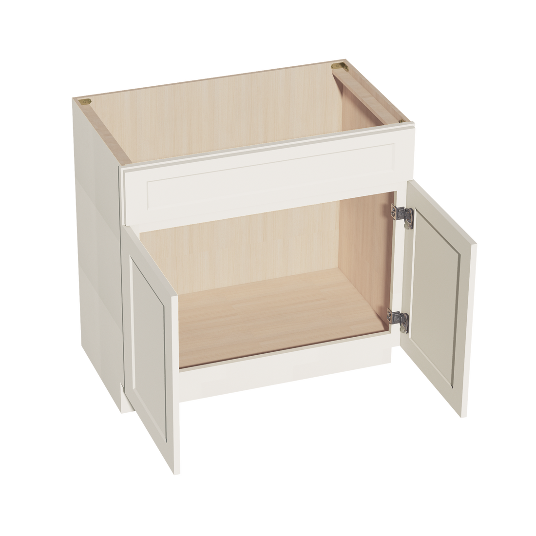 DI-VSB3621: Dallas Ivory Shaker 36"W x 34-1/2"H x 21"D 2 Doors & 1 False Drawer Vanity Sink Base Cabinets