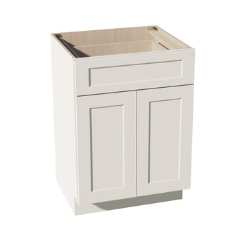 DI-VB2421：达拉斯象牙色 Shaker 24 英寸宽 x 34-1/2 英寸高 x 21 英寸深 2 门 1 抽屉双门梳妆台底柜