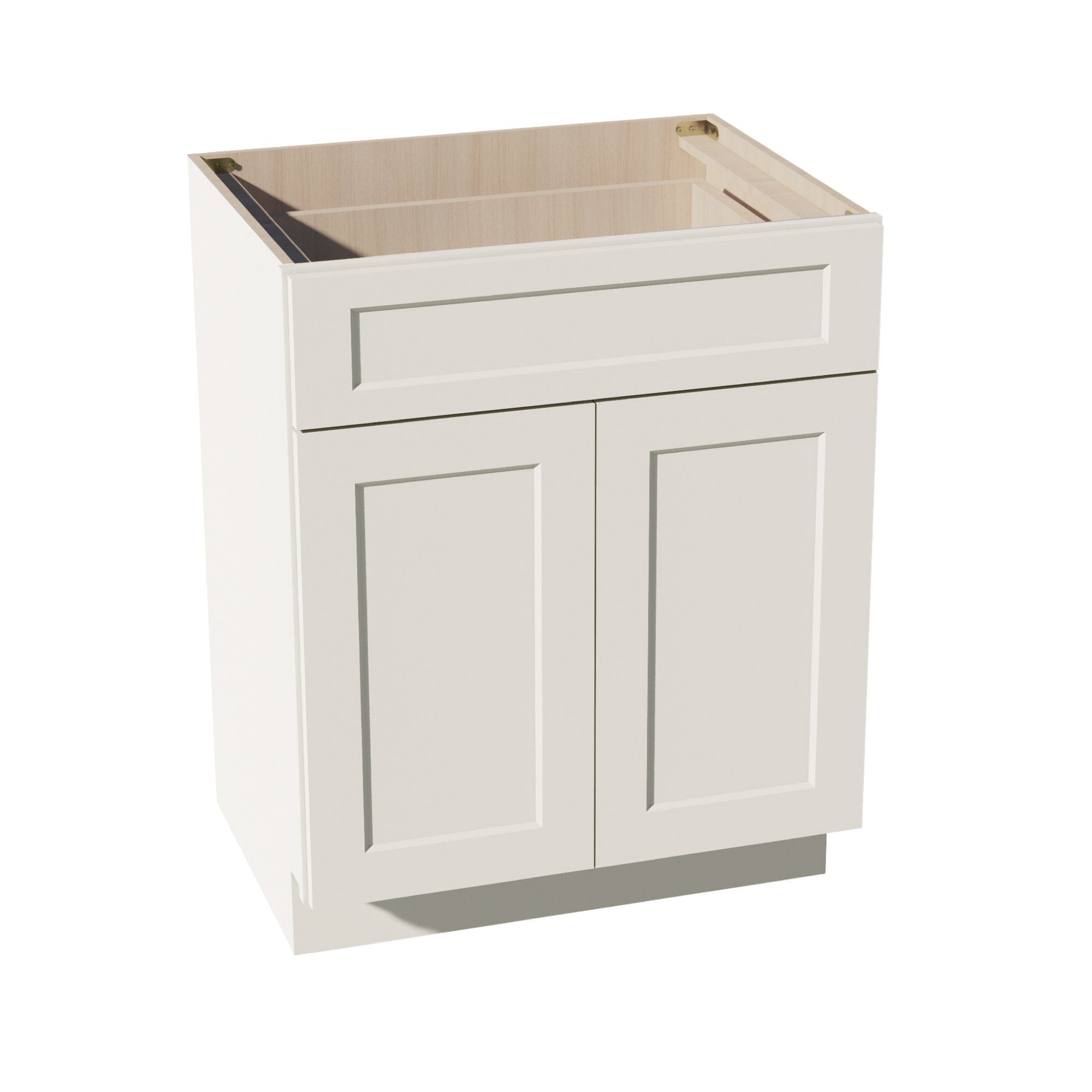 DI-VB2721：达拉斯象牙色 Shaker 27 英寸宽 x 34-1/2 英寸高 x 21 英寸深 2 门 1 抽屉双门梳妆台底柜