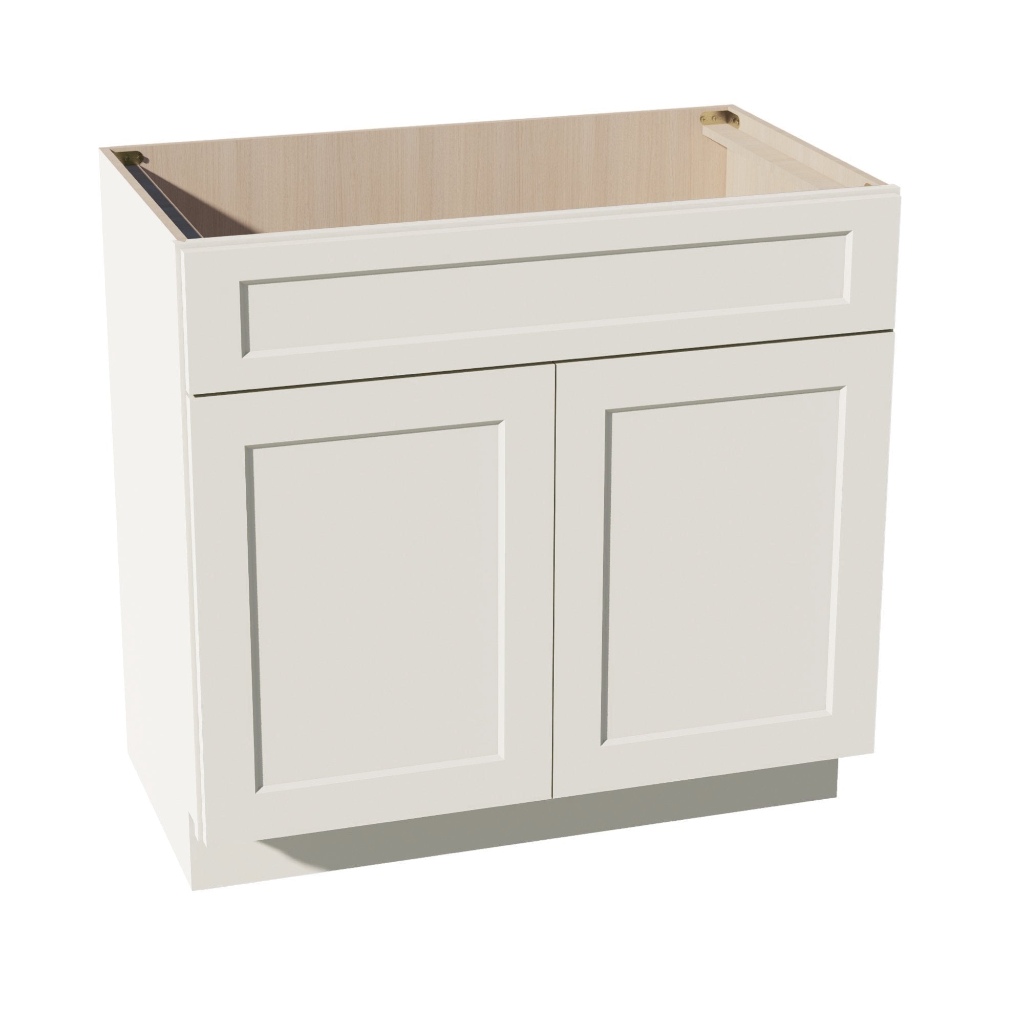 DI-VSB3621: Dallas Ivory Shaker 36"W x 34-1/2"H x 21"D 2 Doors & 1 False Drawer Vanity Sink Base Cabinets