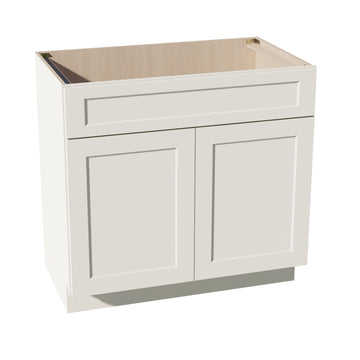 DI-VSB3621: Dallas Ivory Shaker 36"W x 34-1/2"H x 21"D 2 Doors & 1 False Drawer Vanity Sink Base Cabinets