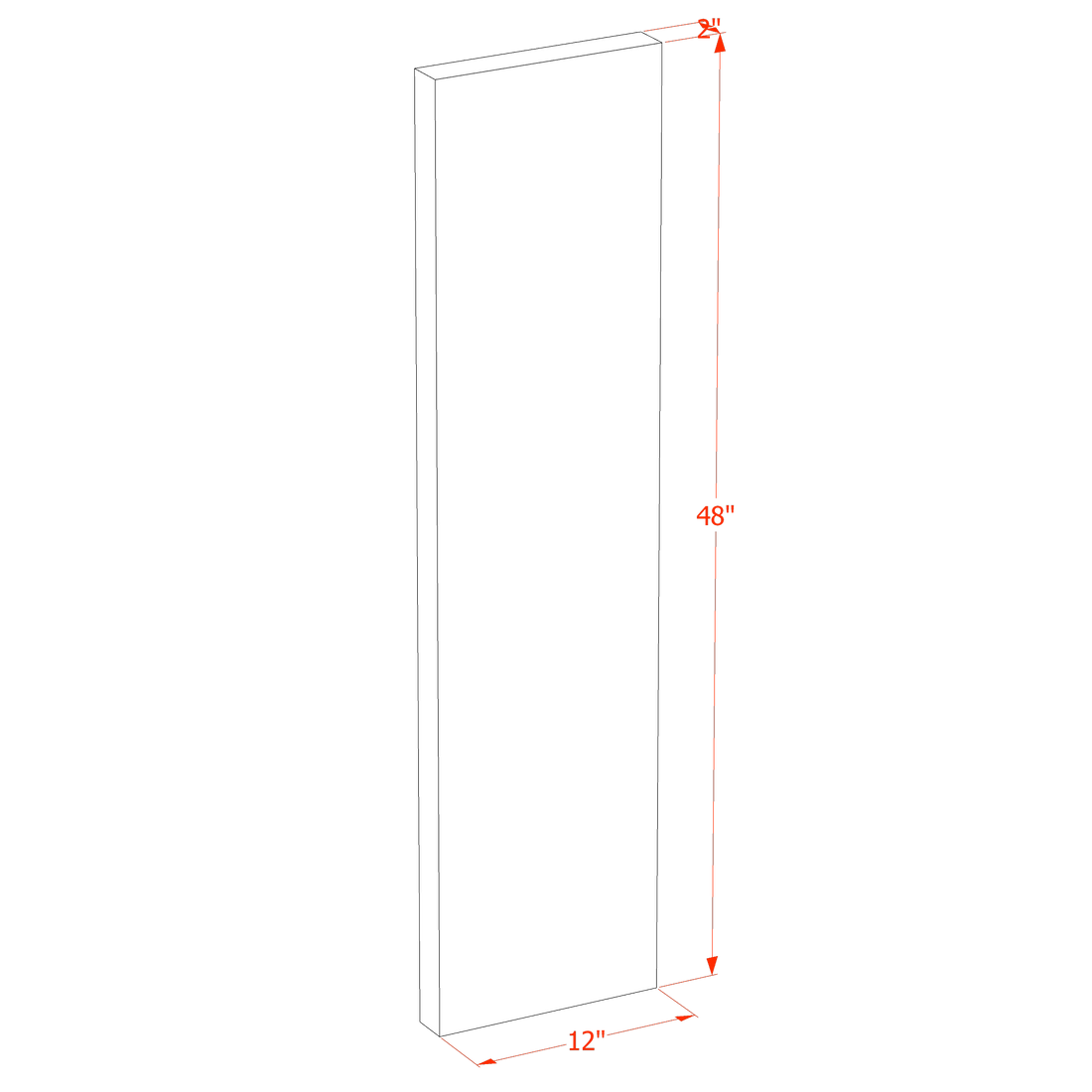 HLG-FLS48: Light Gray Shaker 48"W x 2"H x 12"D Flat Shelf