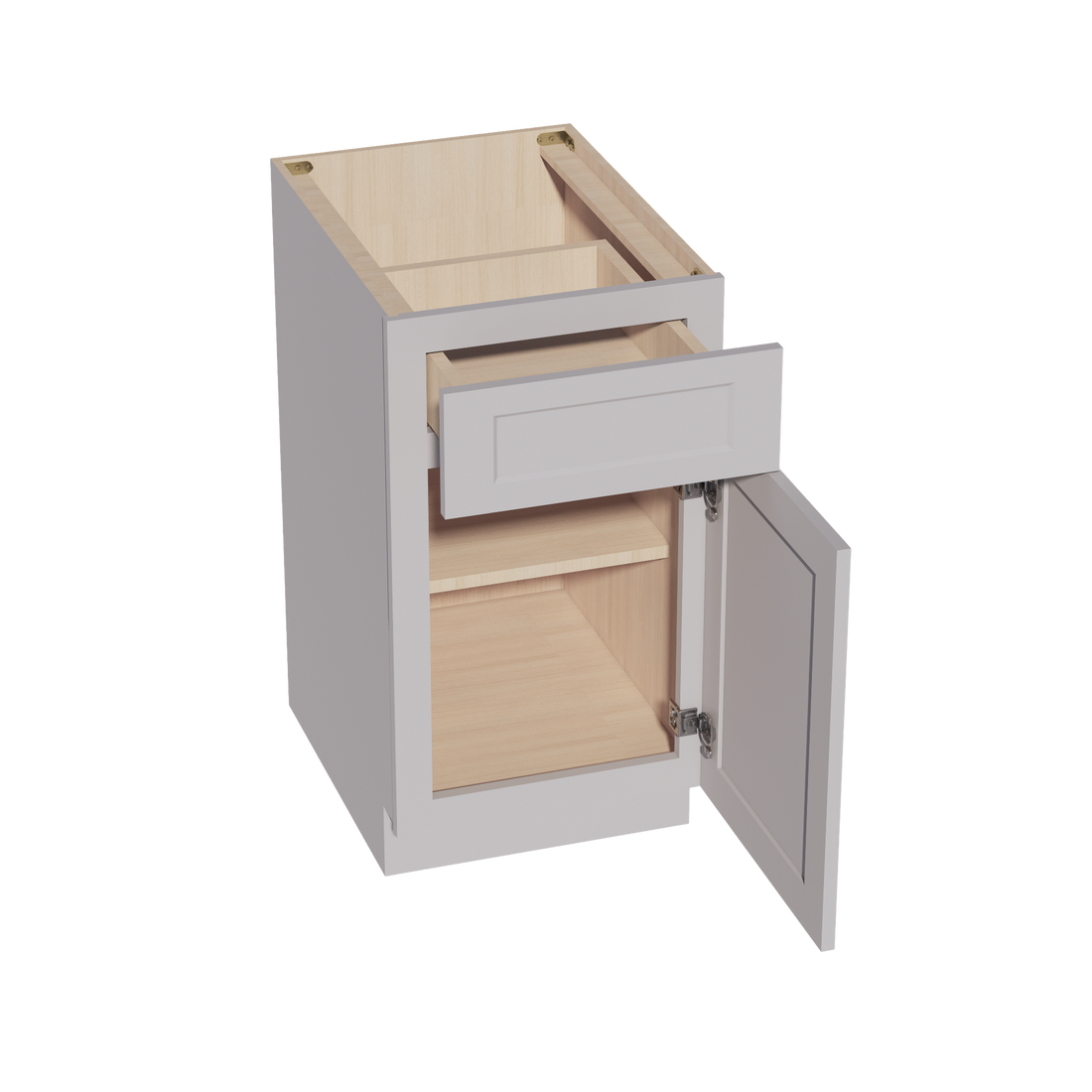 HA-B18: Ash Gray Shaker 18" 1 Drawer 1 Door Standard Base Cabinet
