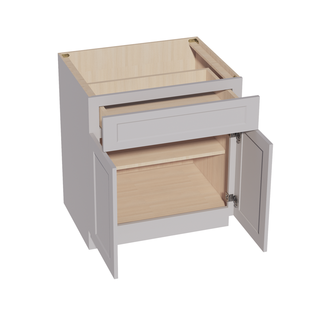 HA-B30: Ash Gray Shaker 30" 1 Drawer 2 Door Standard Base Cabinet