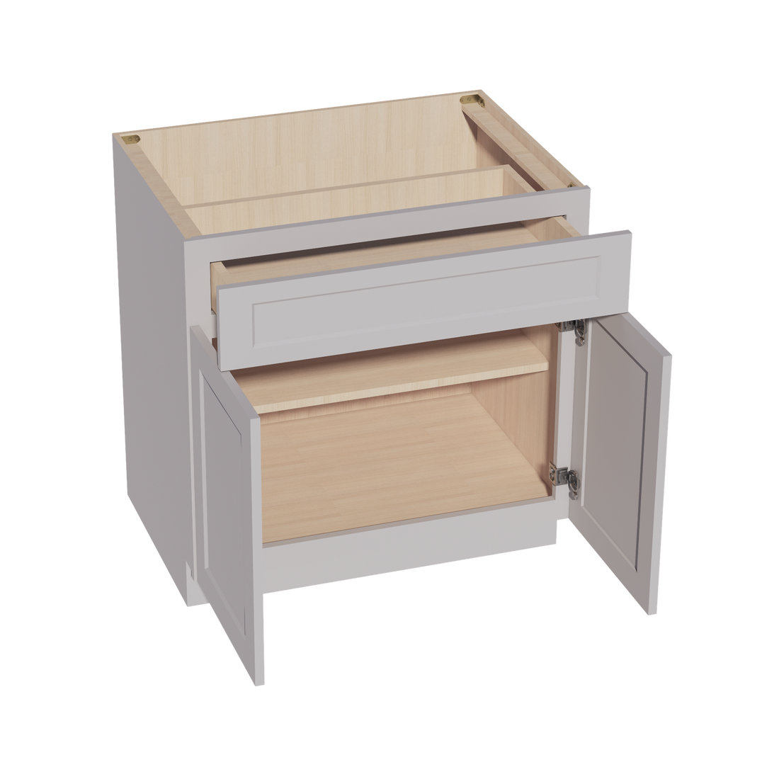 HA-B33: Ash Gray Shaker 33" 1 Drawer 2 Doors Standard Base Cabinet