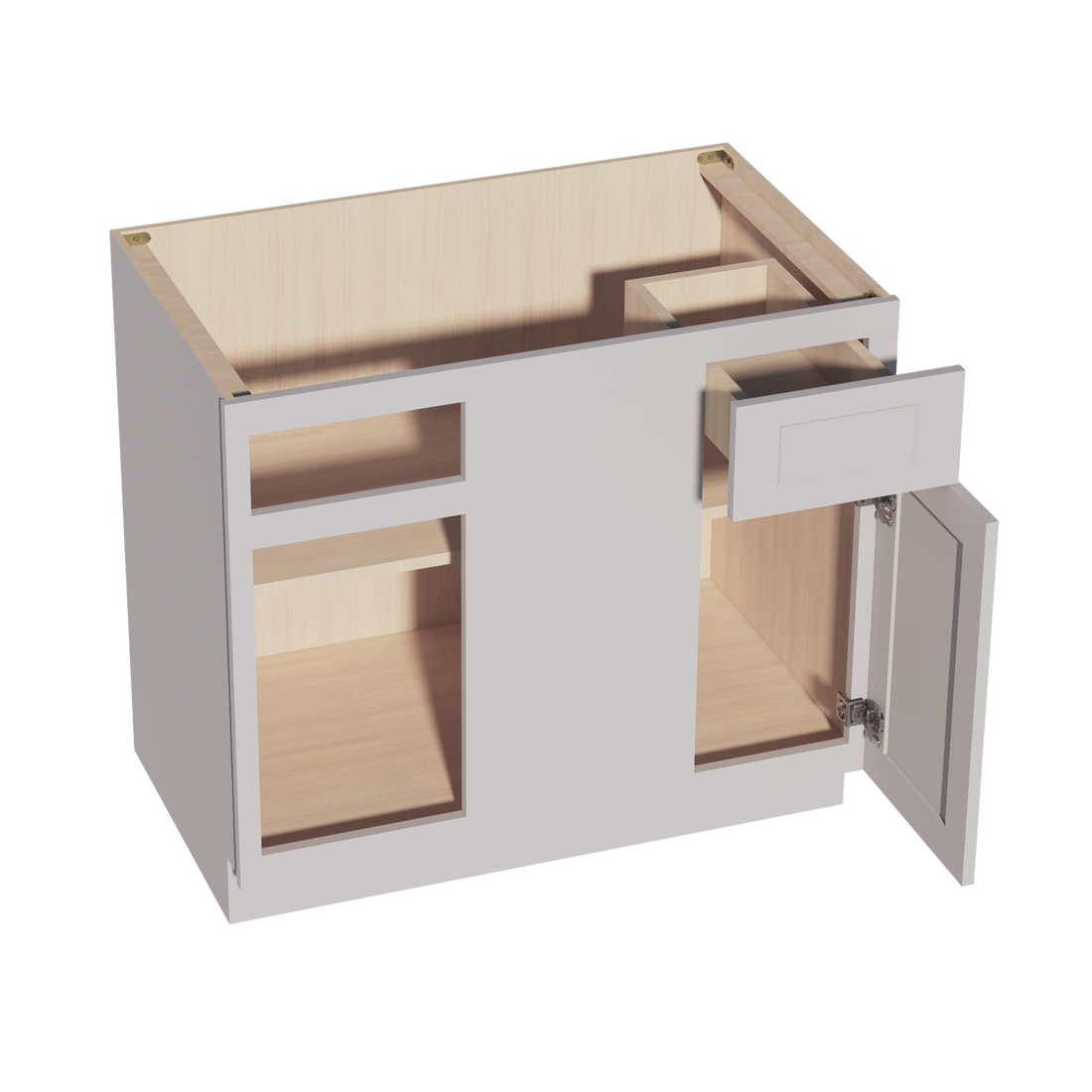 HA-BBC39/42: Ash Gray Shaker 39" 1 Door & 1 Drawer Blind Corner Base Cabinets