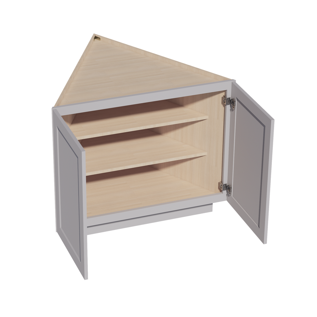 HA-BEC24: Ash Gray Shaker 24" 2 Full Height Door Angled End Base Cabinets