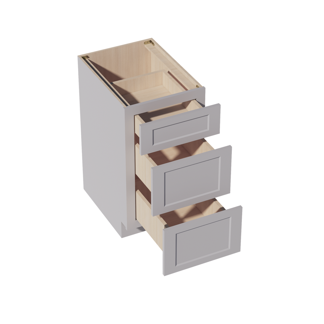 HA-DB18: Ash Gray Shaker 18" 3 Drawers Base Cabinet
