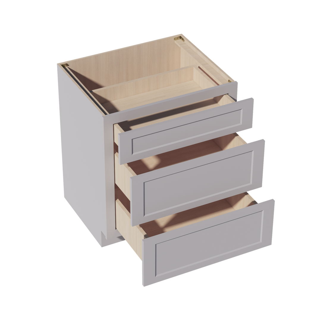 HA-DB30: Ash Gray Shaker 30" 3 Drawers Base Cabinet