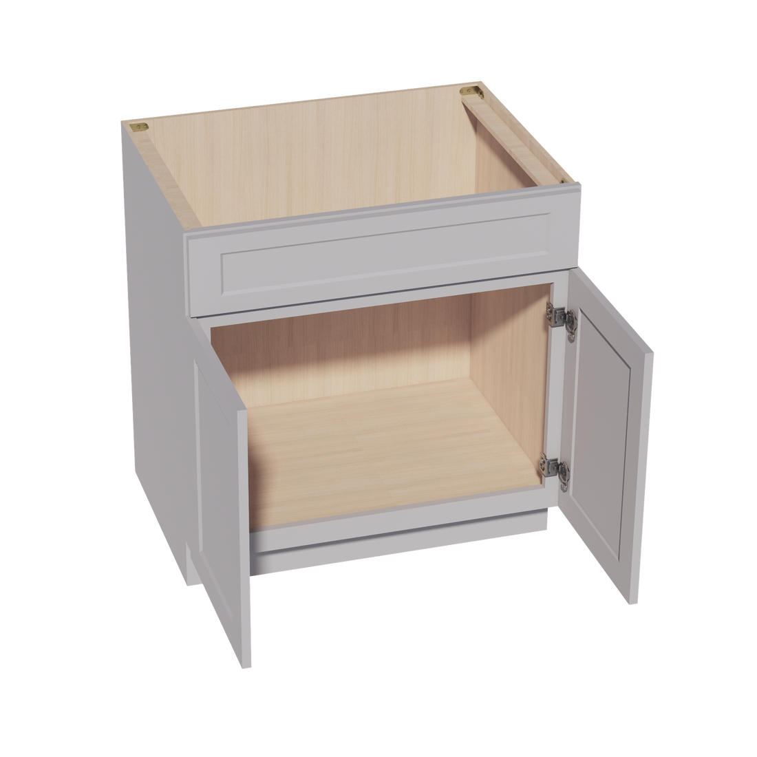 HA-SB33: Ash Gray Shaker 33" 2 Doors 1 False Drawer Sink Base Cabinet