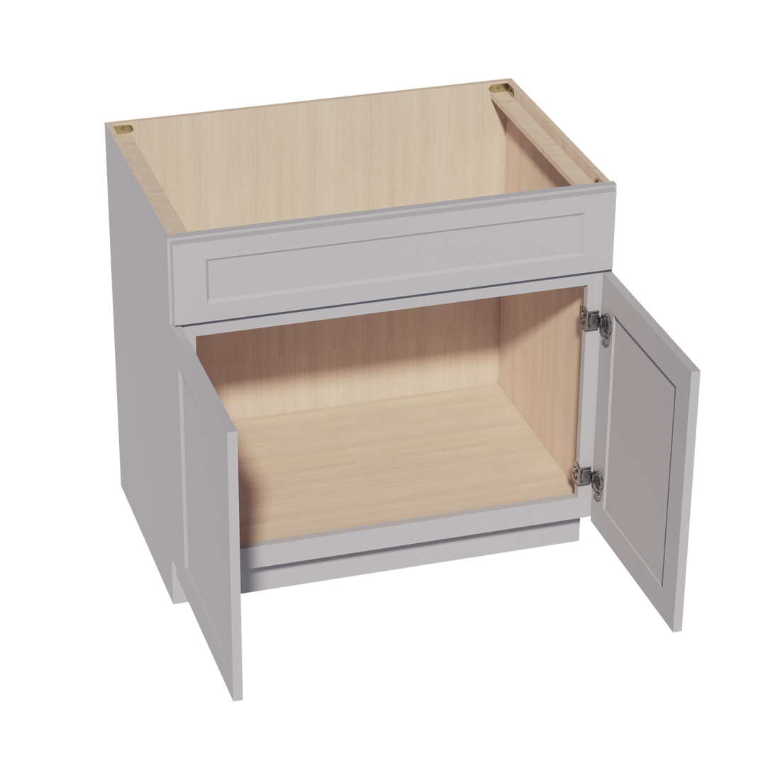 HA-SB36: Ash Gray Shaker 36" 2 Doors 1 False Drawer Sink Base Cabinet