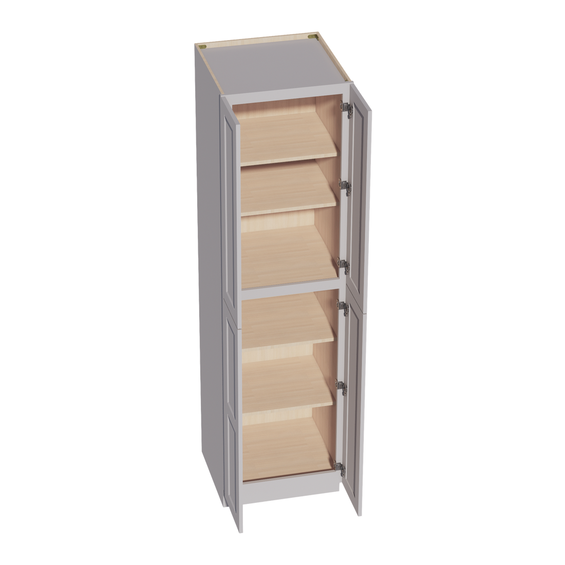 HA-TP2490: Ash Gray Shaker 24"W x 90"H x 24"D 4 Door & 5 Shelves Tall Shelf Pantry Cabinets