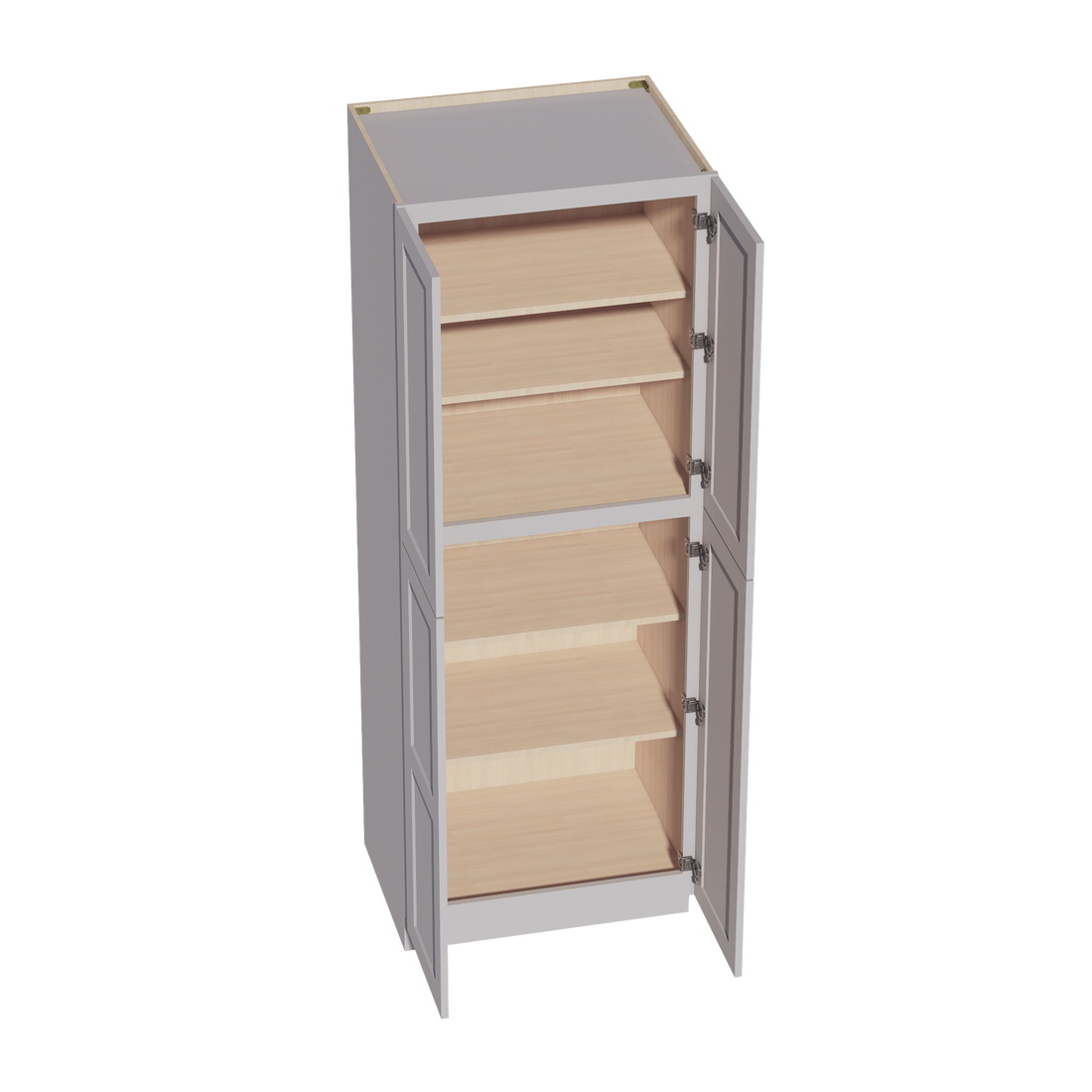HA-TP3084: Ash Gray Shaker 30"W x 84"H x 24"D 4 Door & 5 Shelves Tall Shelf Pantry Cabinets