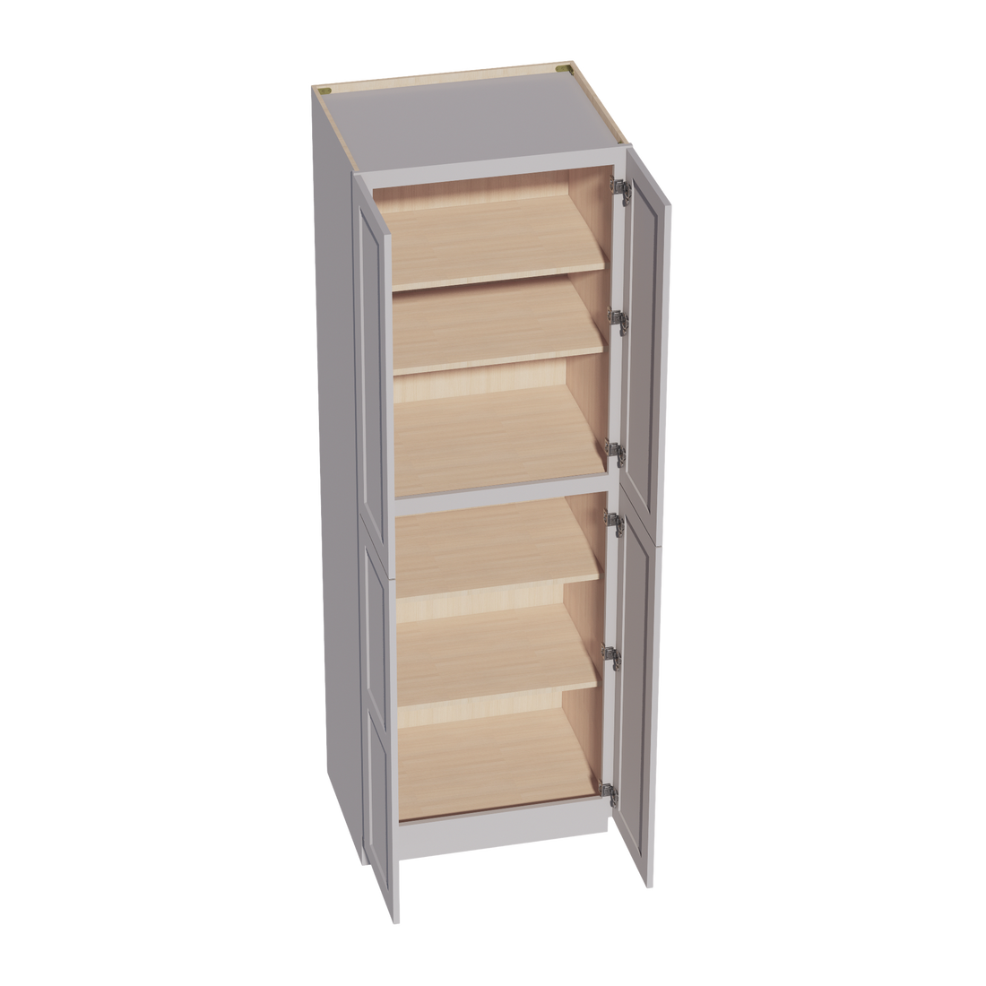 HA-TP3090: Ash Gray Shaker 30"W x 90"H x 24"D 4 Door & 5 Shelves Tall Shelf Pantry Cabinets