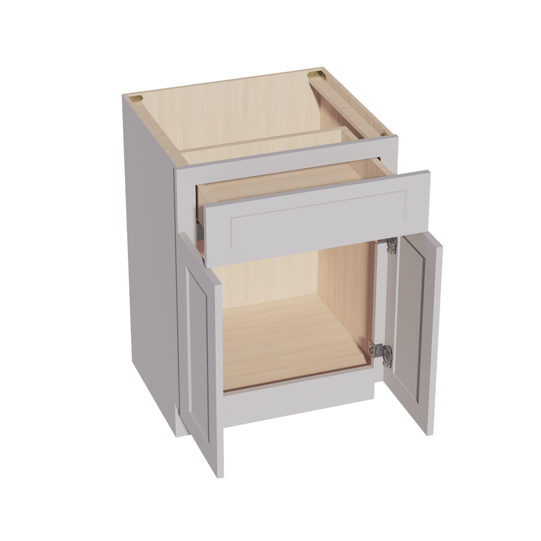 HA-VB2421: Ash Gray Shaker 24"W x 34-1/2"H x 21"D 2 Doors & 1 Drawer Double Door Vanity Base Cabinets
