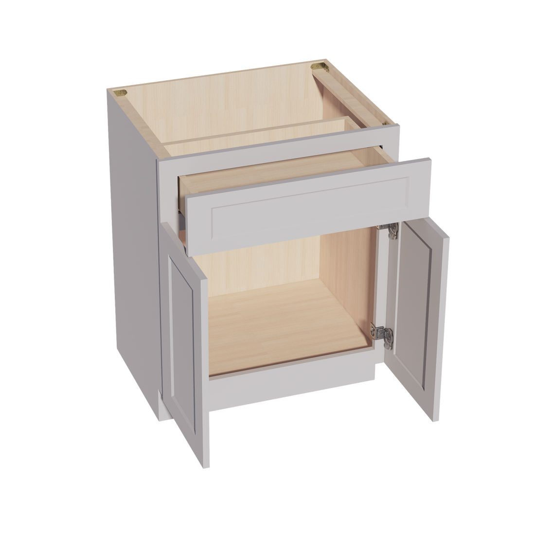 HA-VB2721: Ash Gray Shaker 27"W x 34-1/2"H x 21"D 2 Doors & 1 Drawer Double Door Vanity Base Cabinets