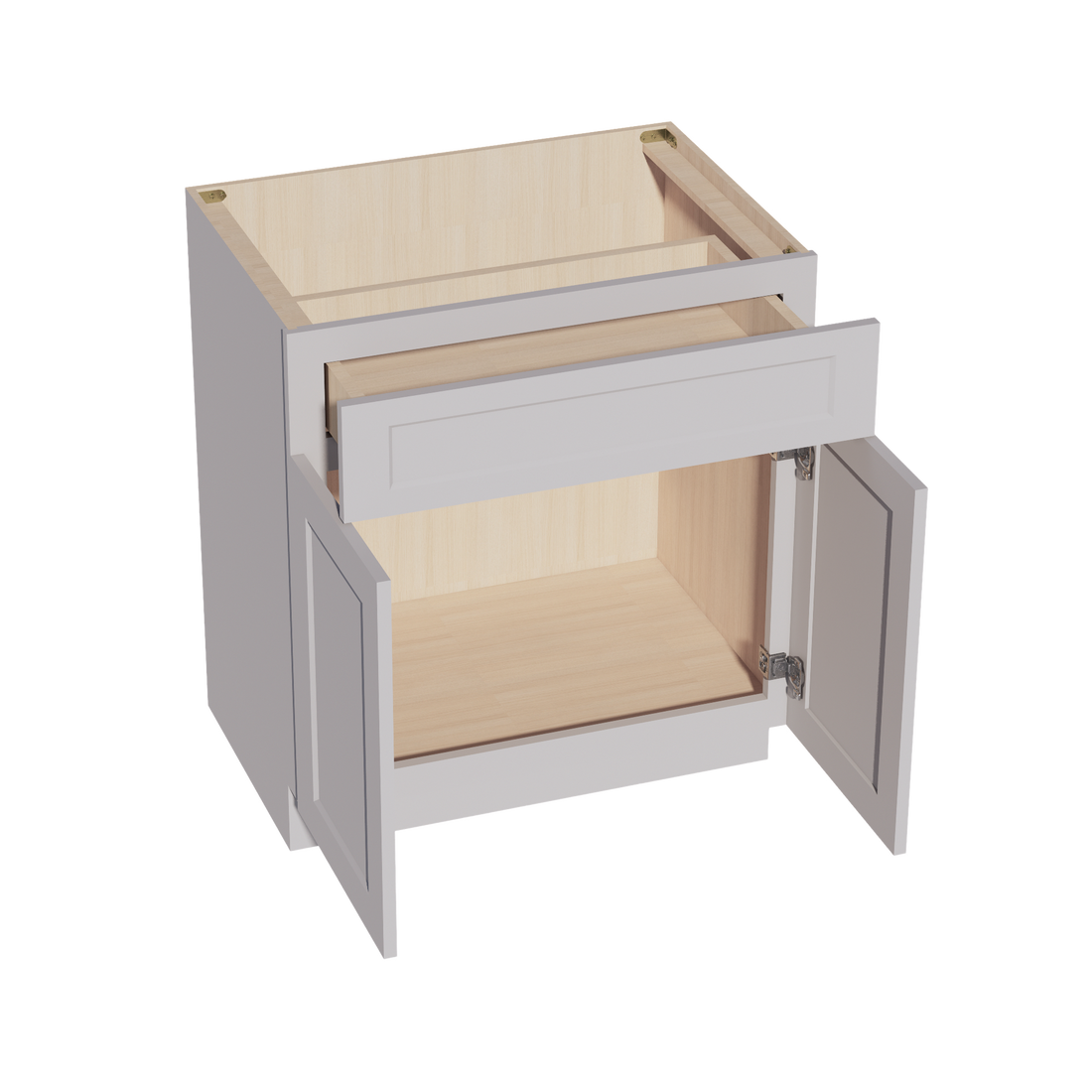 HA-VB3021: Ash Gray Shaker 30"W x 34-1/2"H x 21"D 2 Doors & 1 Drawer Double Door Vanity Base Cabinets