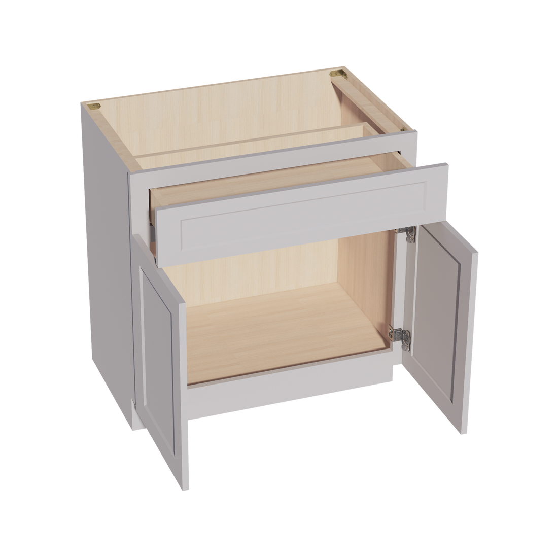 HA-VB3321: Ash Gray Shaker 33"W x 34-1/2"H x 21"D 2 Doors & 1 Drawer Double Door Vanity Base Cabinets